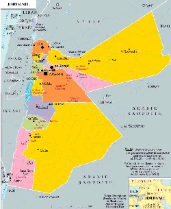 Carte de la Jordanie, cliquez pour agrandir... (Source : Division géographique du Ministère des Affaires étrangères)